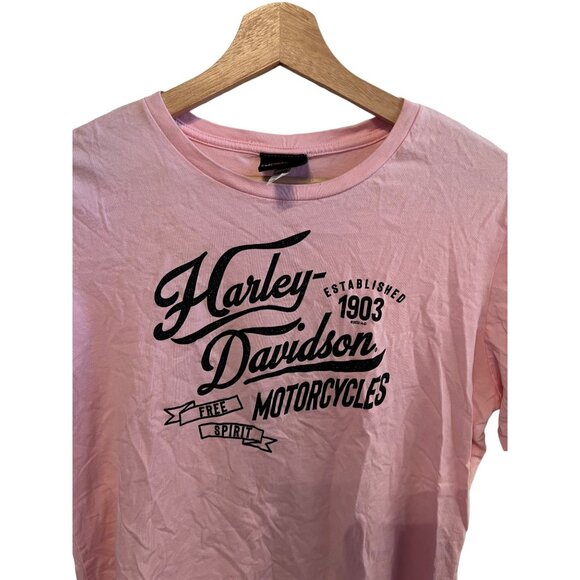 Harley Davidson Pink Short Sleeve Tshirt Women's Size Large Motorcycle Tee - Picture 2 of 5